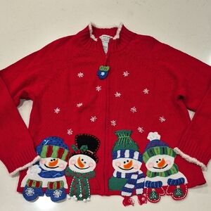 Red Sweater Red With Snowmen, Christmas Plus Size XL